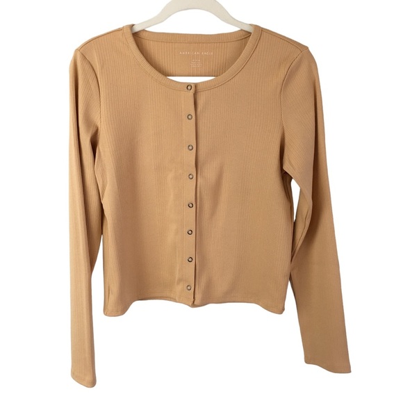 American Eagle Outfitters Sweaters - American Eagle Semi-Crop Ribbed Long Sleeve Henley Top. Size-M NWOT